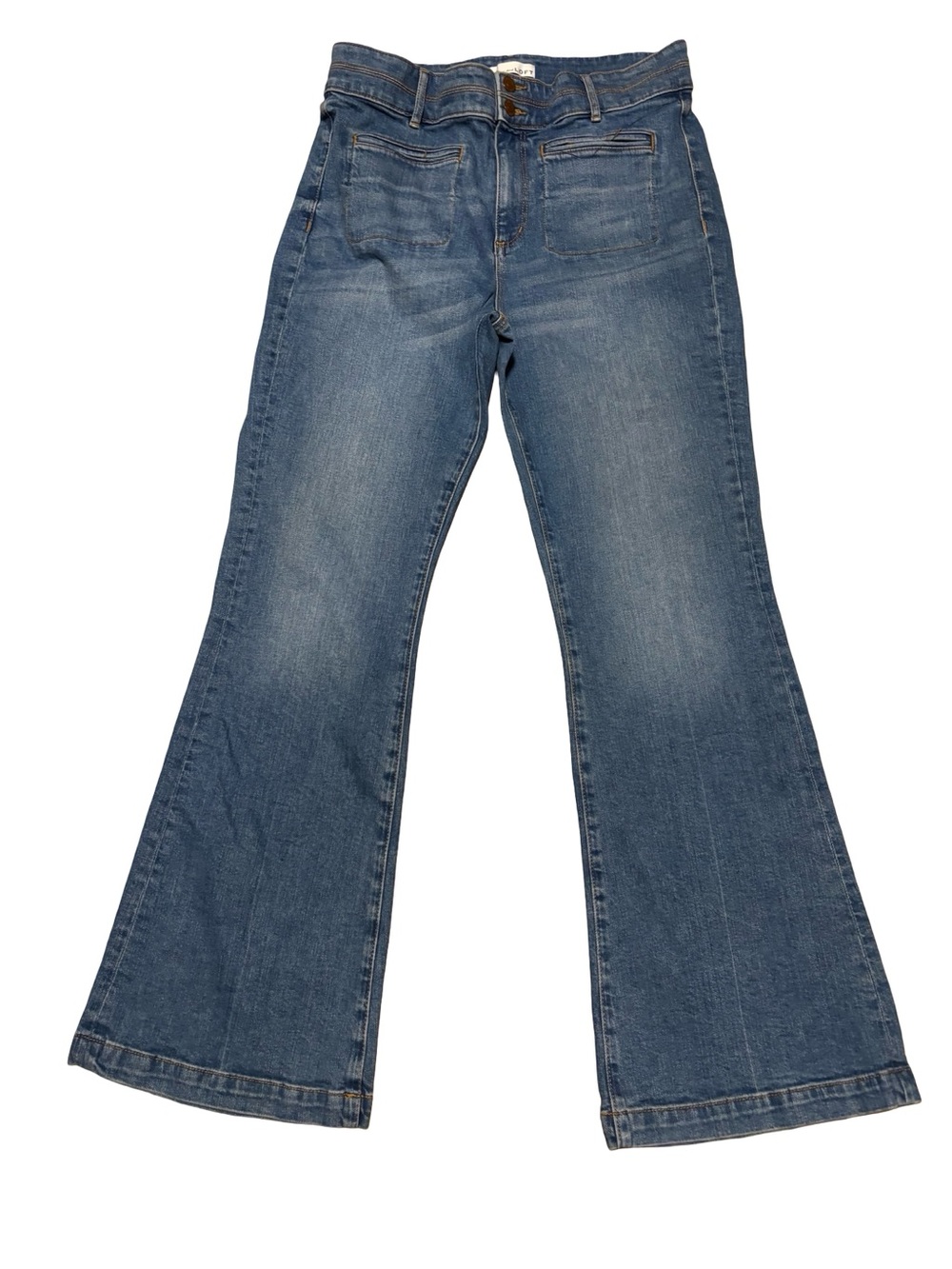 LOFT Women's Medium Wash Blue Flared Jeans Size 12